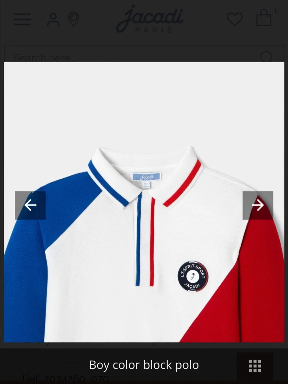 Jacadi Paris Cotton Colotblock Polo Shirt - White, Blue & Red